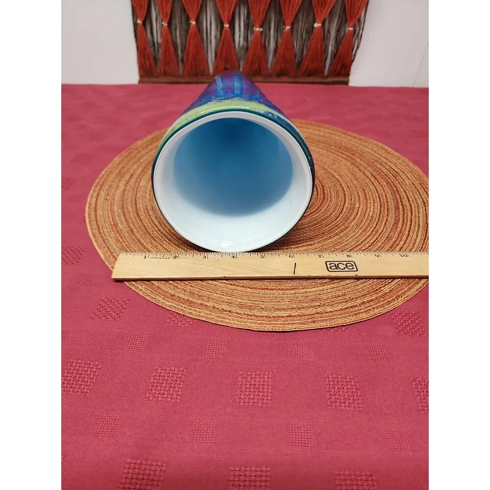 Vintage Pier 1 Millefiori Cobalt Handblown Vase 11.25